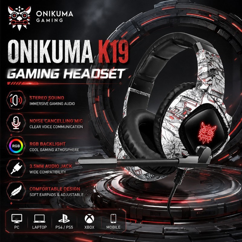 Gaming Console Headset - ONIKUMA K19 Gaming Headset Wired Noise