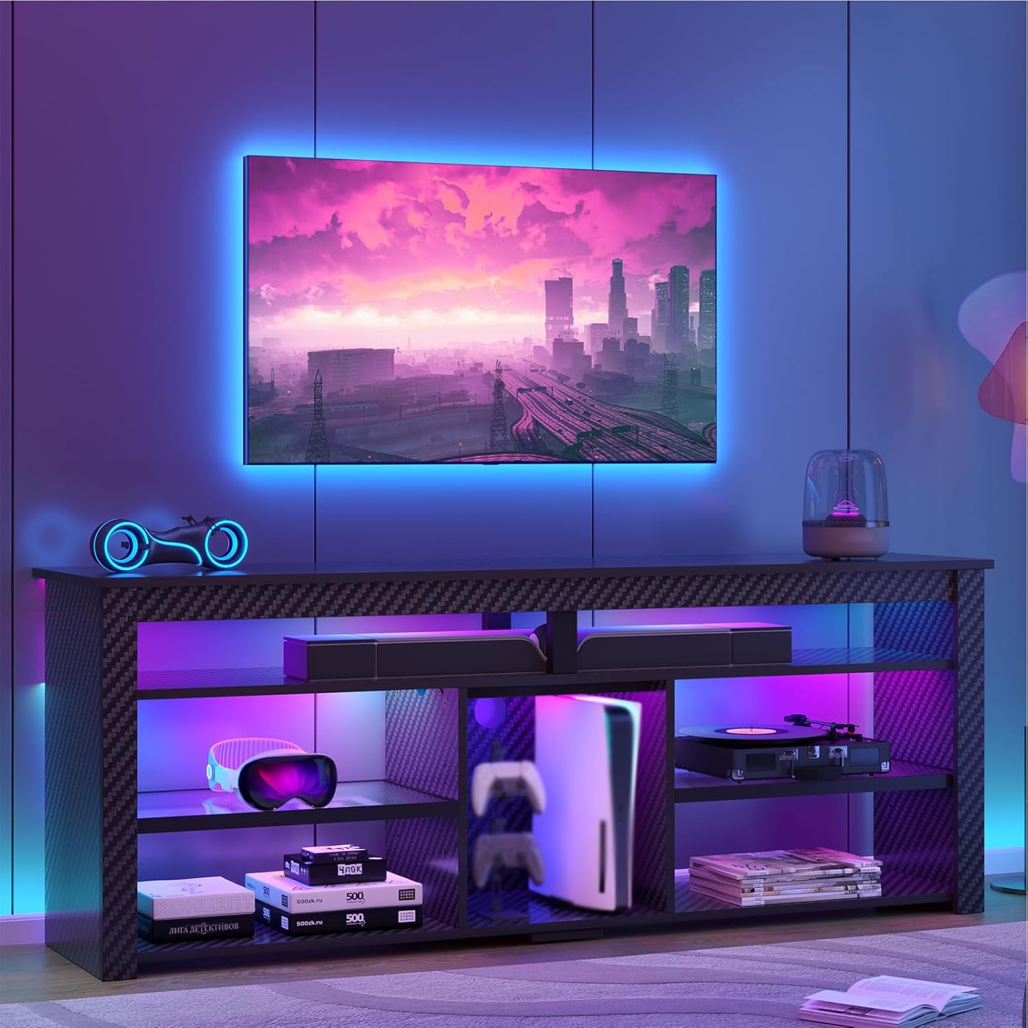Tall TV Stand Entertainment Ce - Gaming Console Entertainment Center ulasan dan harga