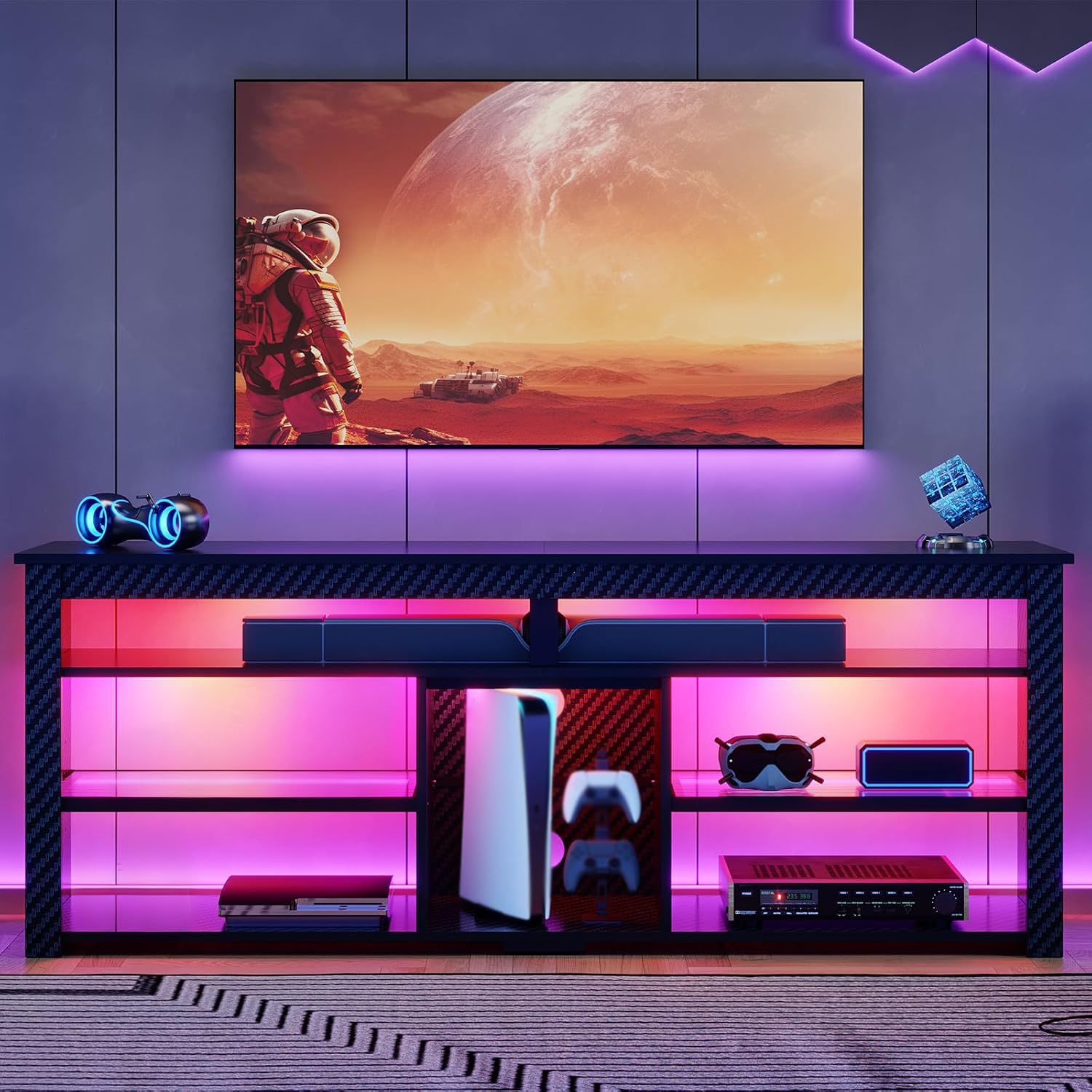 Tall TV Stand Entertainment Ce - Gaming Console Entertainment Center ulasan dan harga