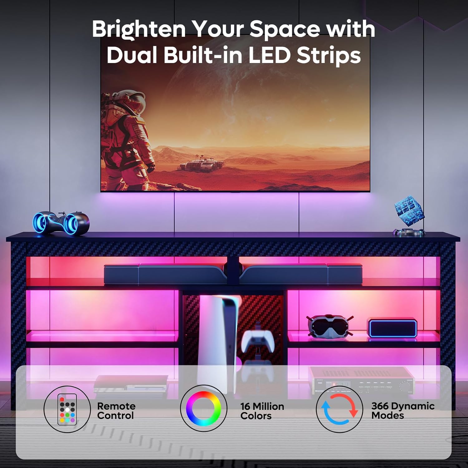 Tall TV Stand Entertainment Ce - Gaming Console Entertainment Center ulasan dan harga