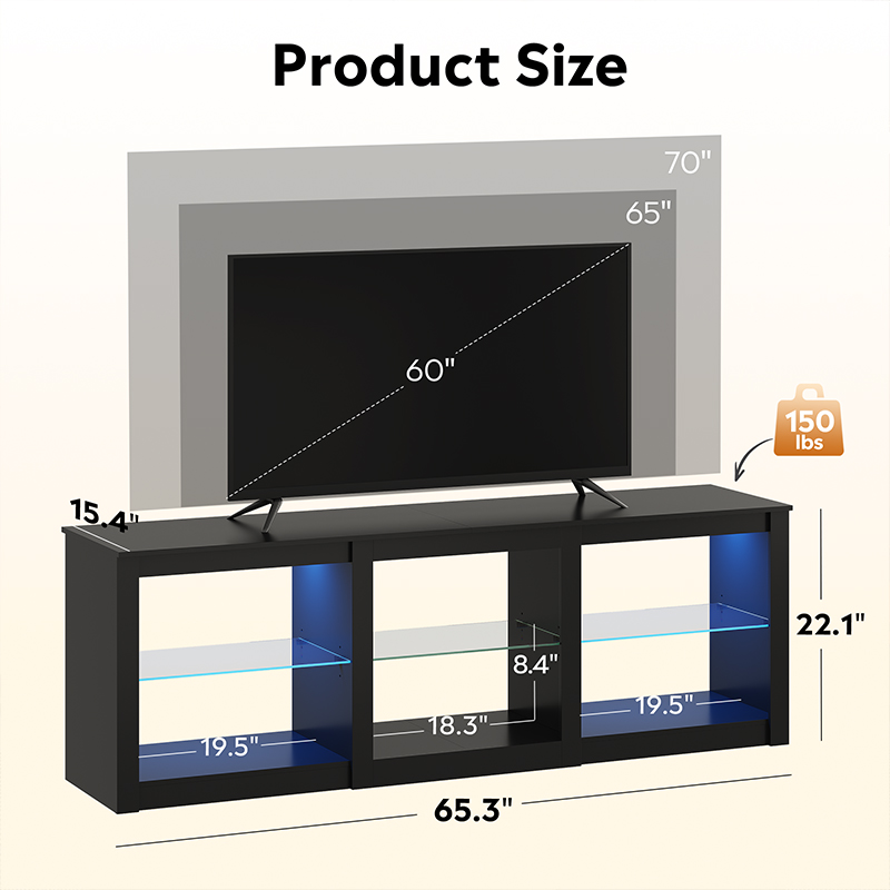 TV Stand for 55/65/75 Inch TV, - Gaming Console Entertainment Center ulasan dan harga