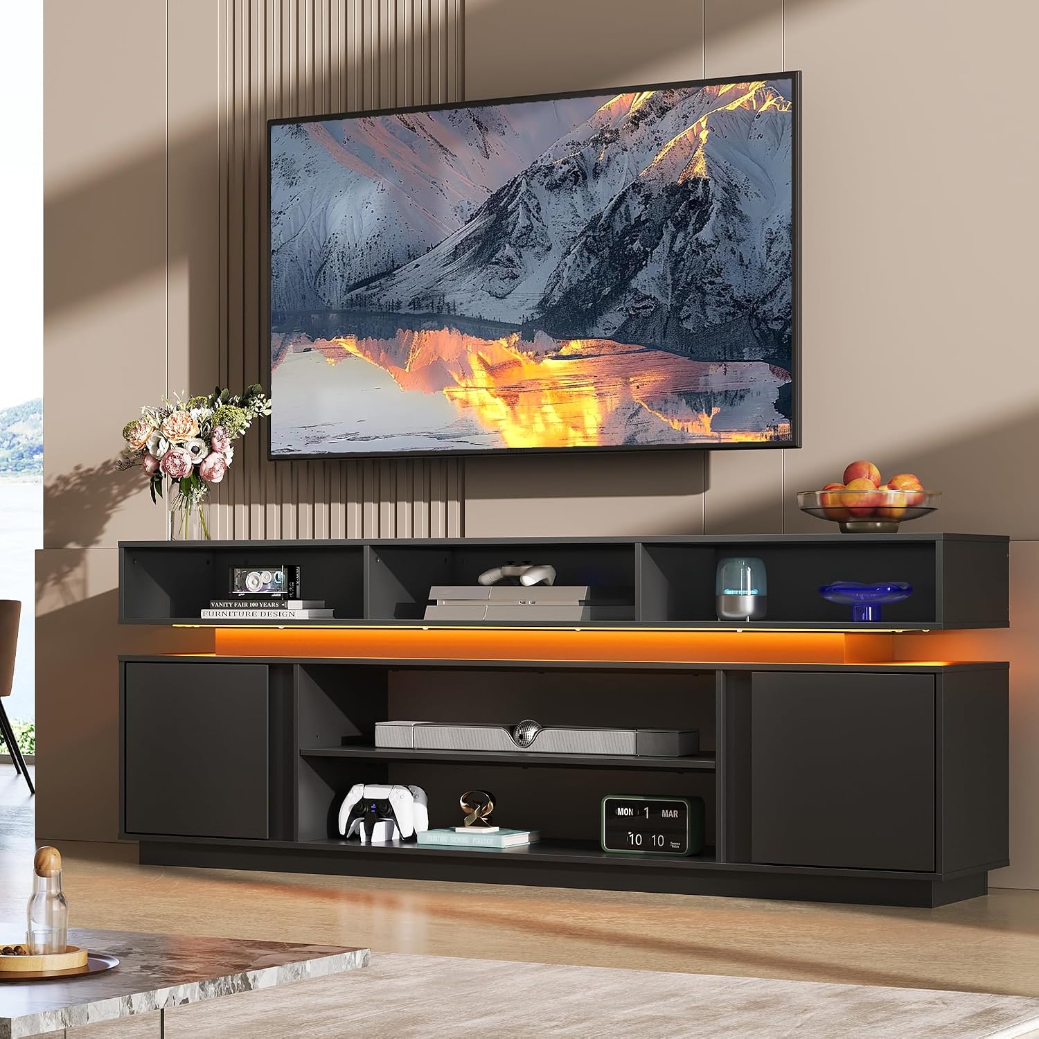 Modern TV Stand 75 Inch Entert - Gaming Console Entertainment Center ulasan dan harga