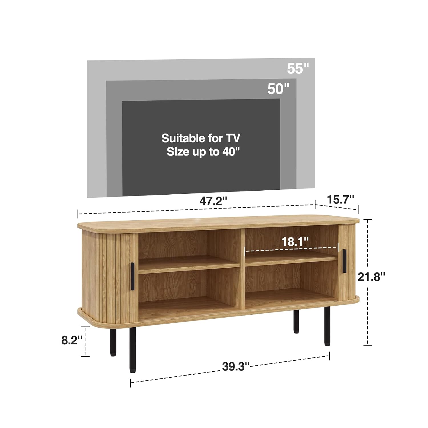 Natural Fluted TV Stand for 60 - Gaming Console Entertainment Center ulasan dan harga