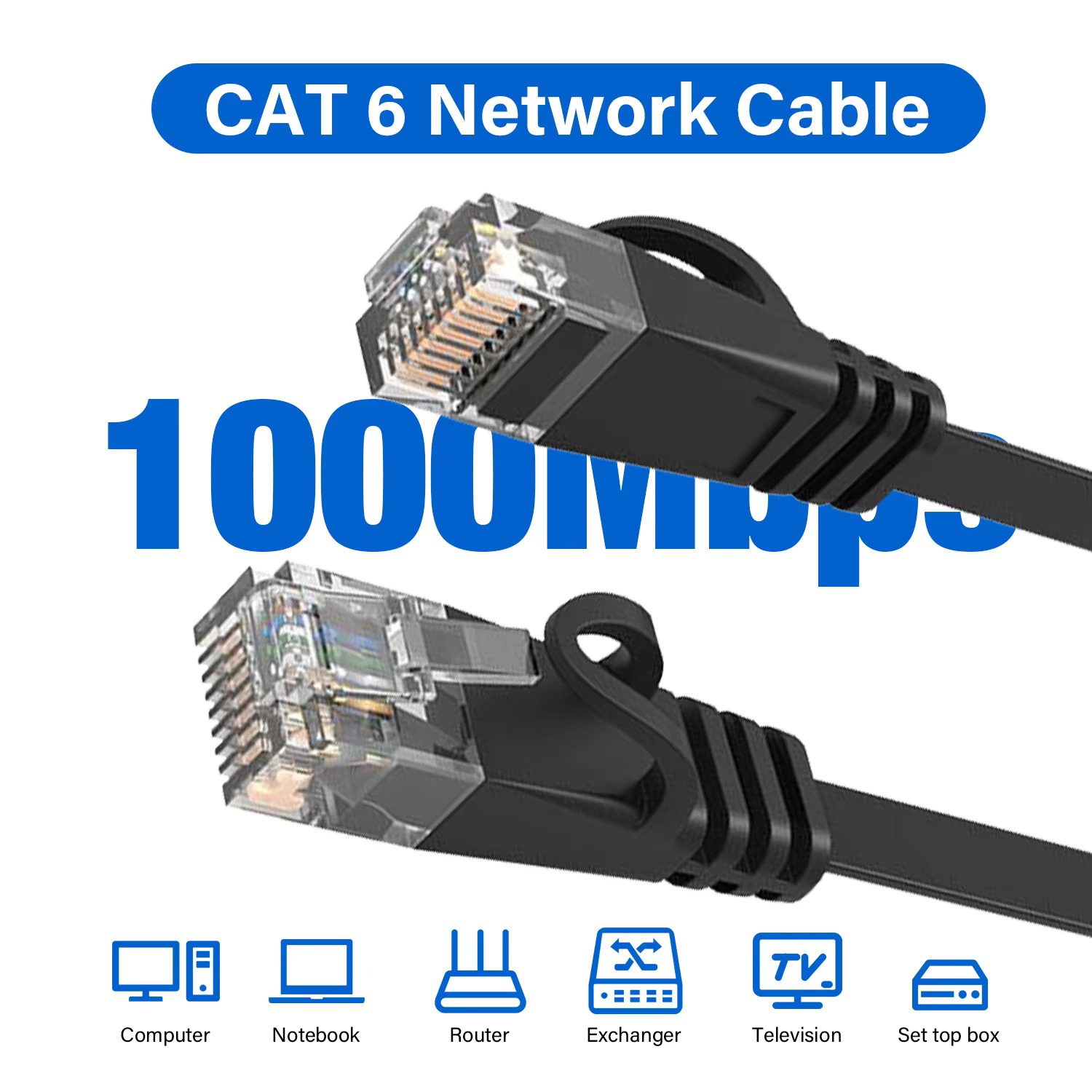 Cat 6 Ethernet Cable Flat Cat6 - Lan Cable Gaming ulasan dan harga