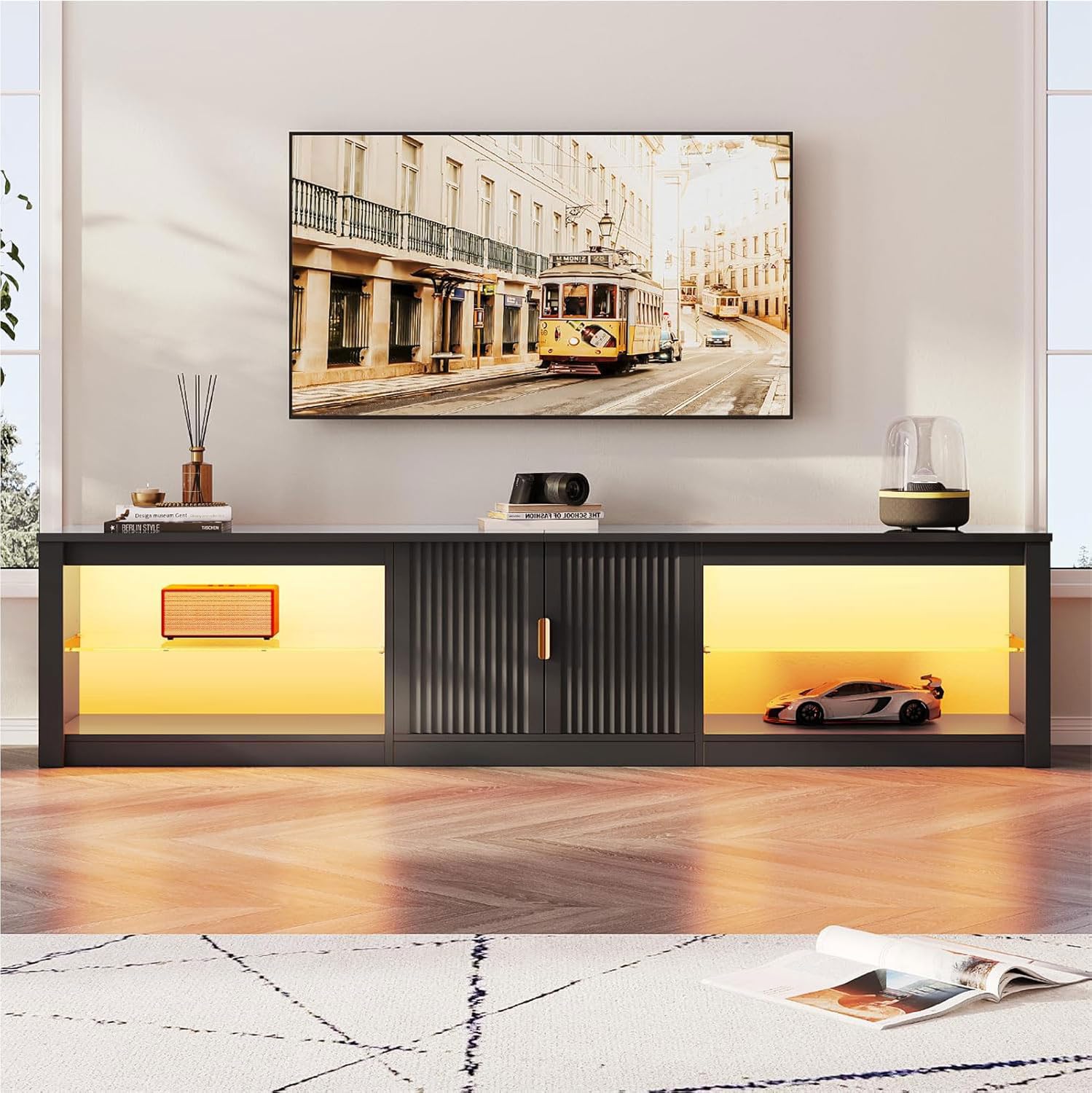 80 Inch TV Stand for 75-90 Inc - Gaming Console Entertainment Center ulasan dan harga