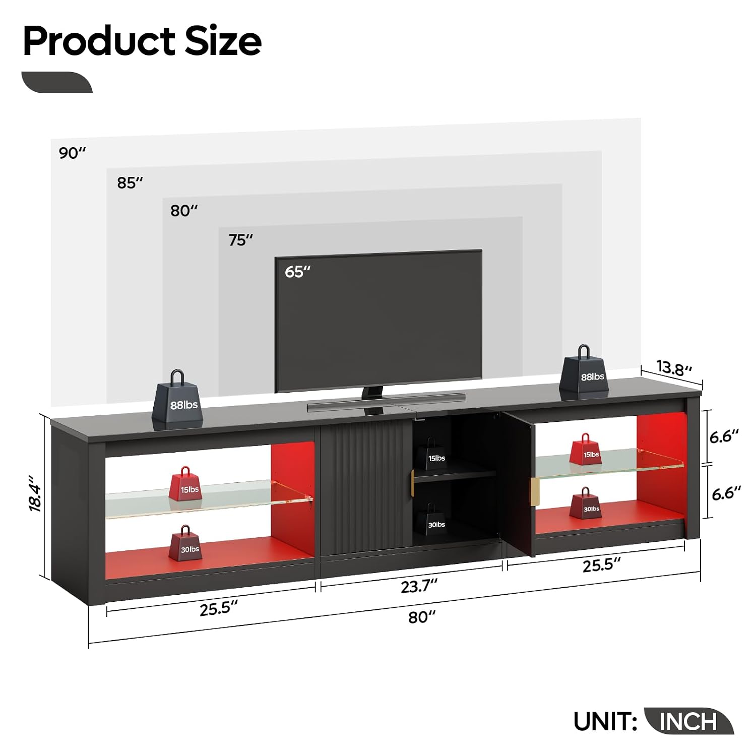 80 Inch TV Stand for 75-90 Inc - Gaming Console Entertainment Center ulasan dan harga