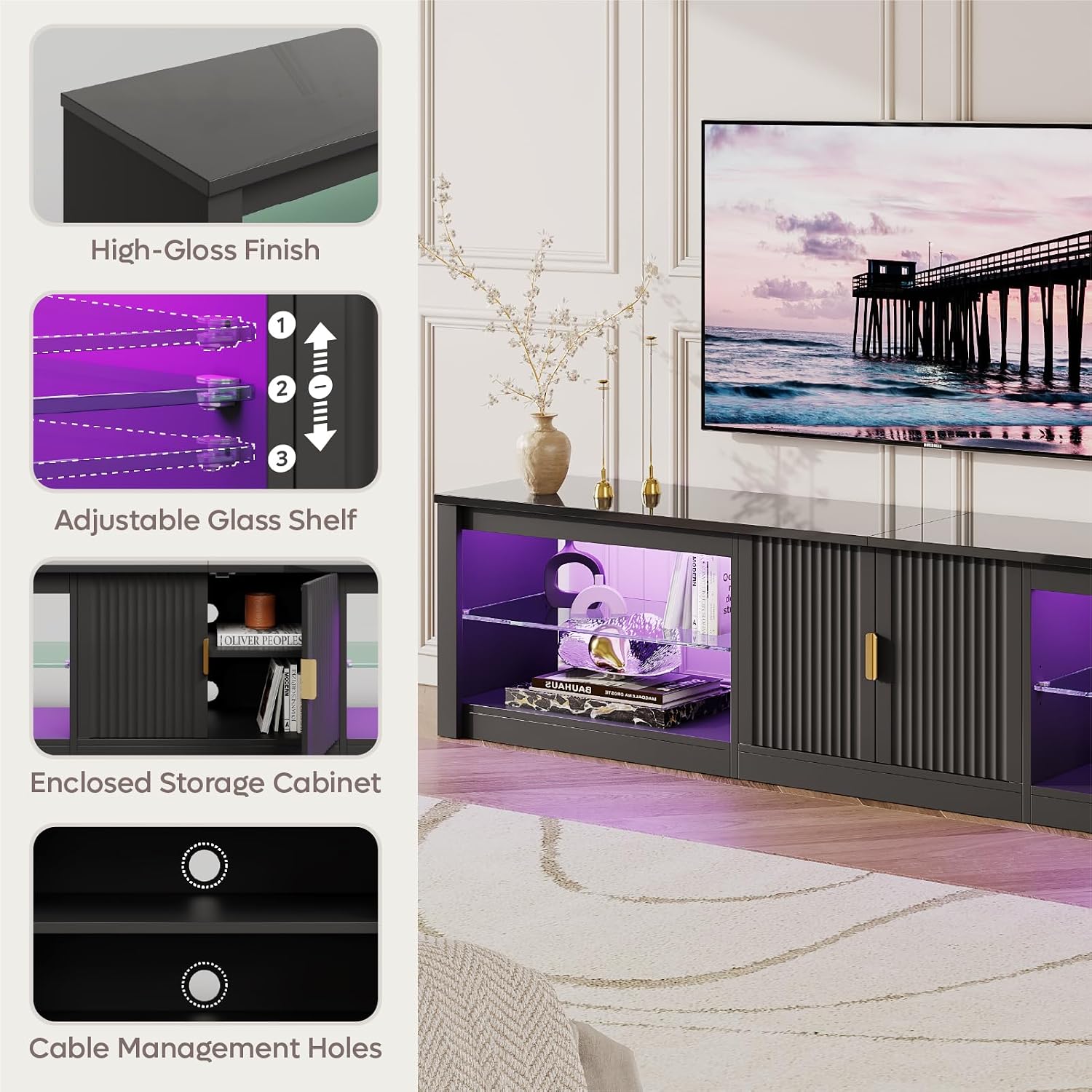 80 Inch TV Stand for 75-90 Inc - Gaming Console Entertainment Center ulasan dan harga