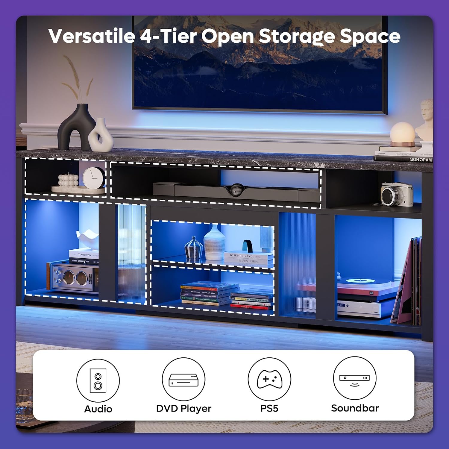 80 Inch TV Stand for 85 Inch T - Gaming Console Entertainment Center ulasan dan harga