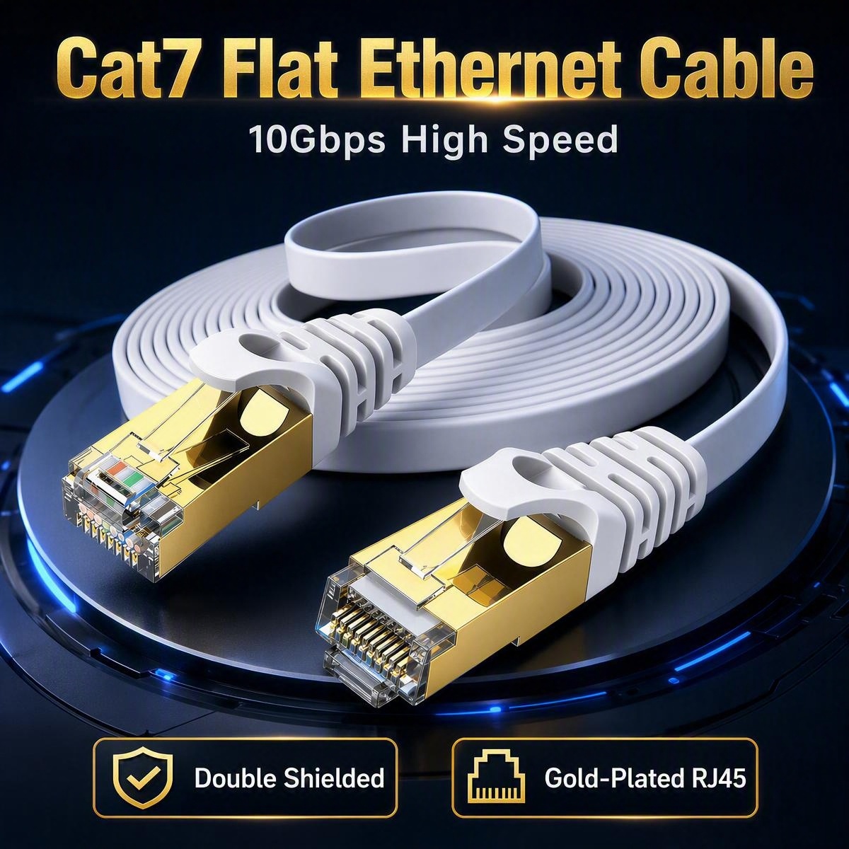 Cat7 Flat Ethernet Cable 10Gbp - Lan Cable Gaming ulasan dan harga