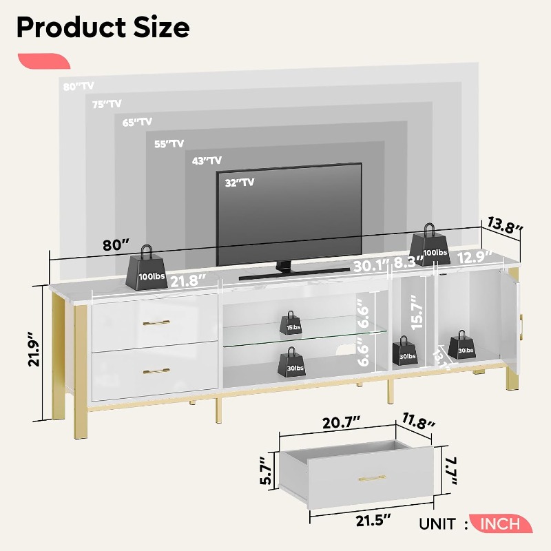 Bestier TV Stand for 75/80/85  - Gaming Console Entertainment Center ulasan dan harga