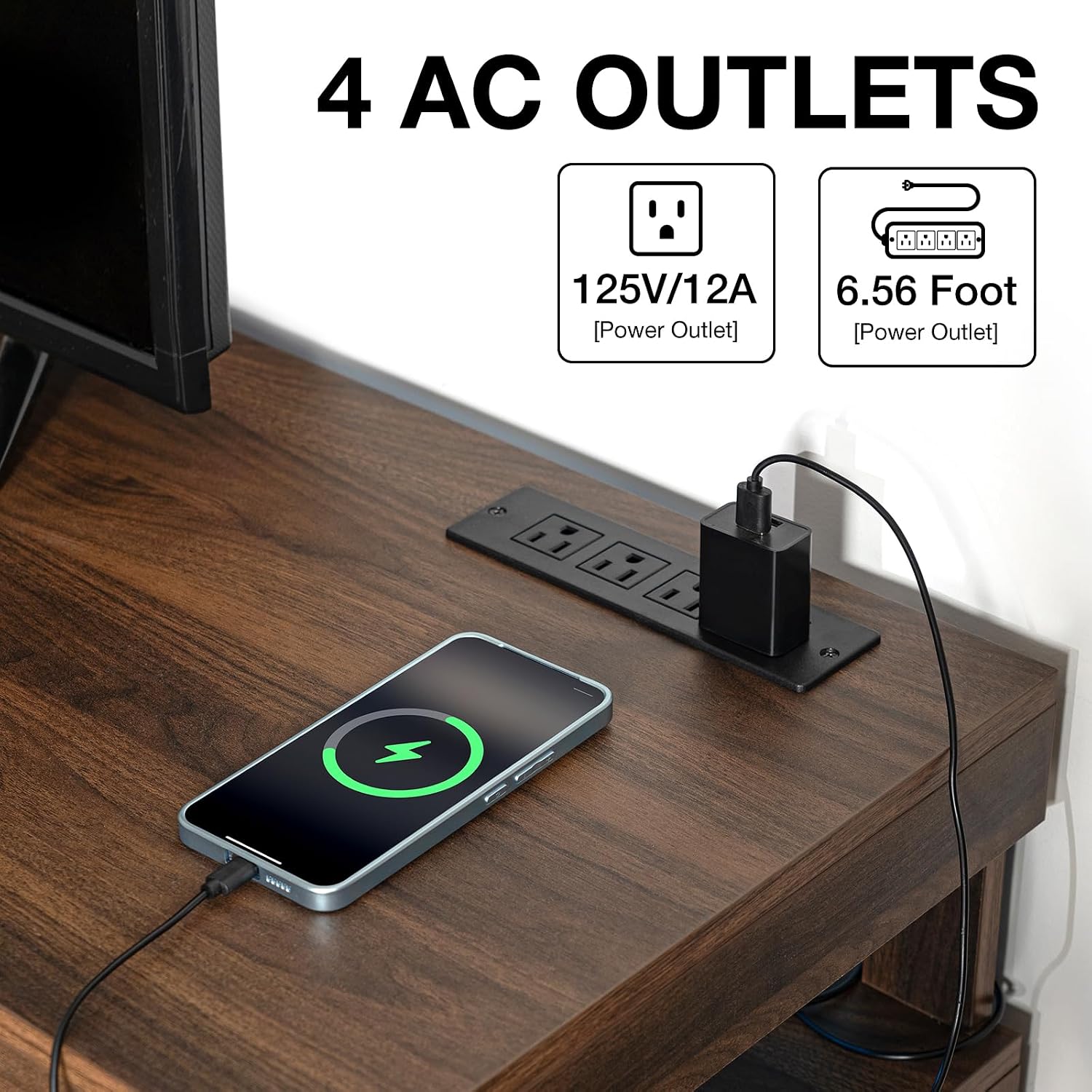 LED TV Stand with Power Outlet - Gaming Console Entertainment Center ulasan dan harga