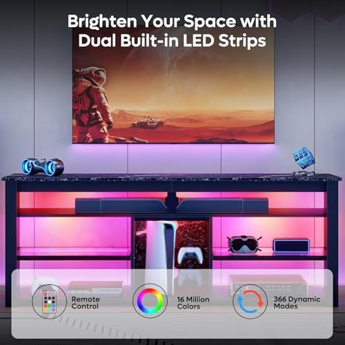 TV Stand for 70 inch TV, Tall  - Gaming Console Entertainment Center ulasan dan harga