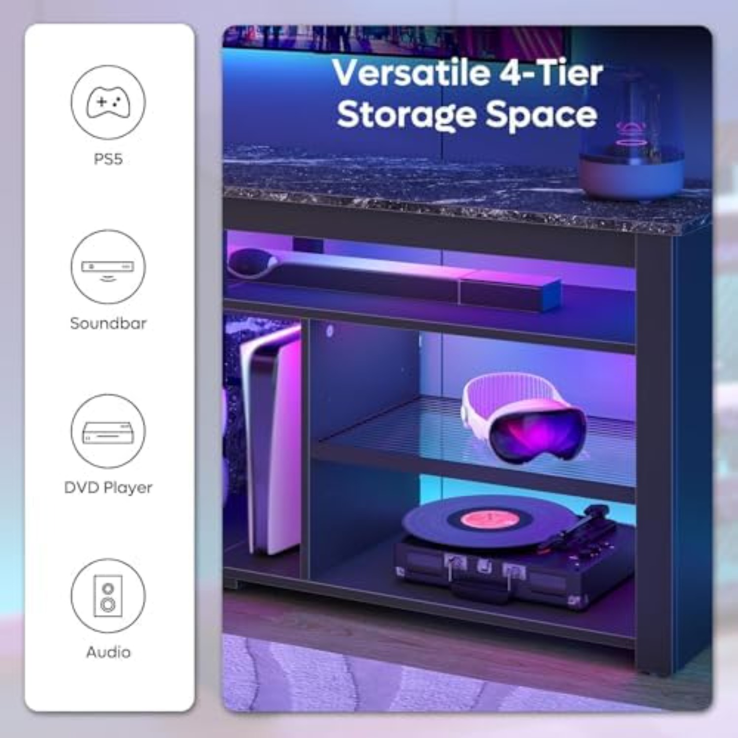 TV Stand for 70 inch TV, Tall  - Gaming Console Entertainment Center ulasan dan harga