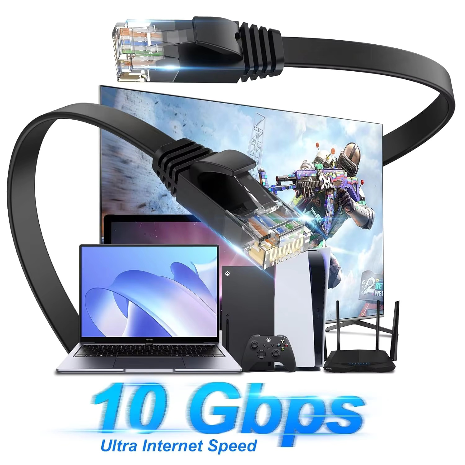 Cat 6 Ethernet Flat Cable, Out - Lan Cable Gaming ulasan dan harga