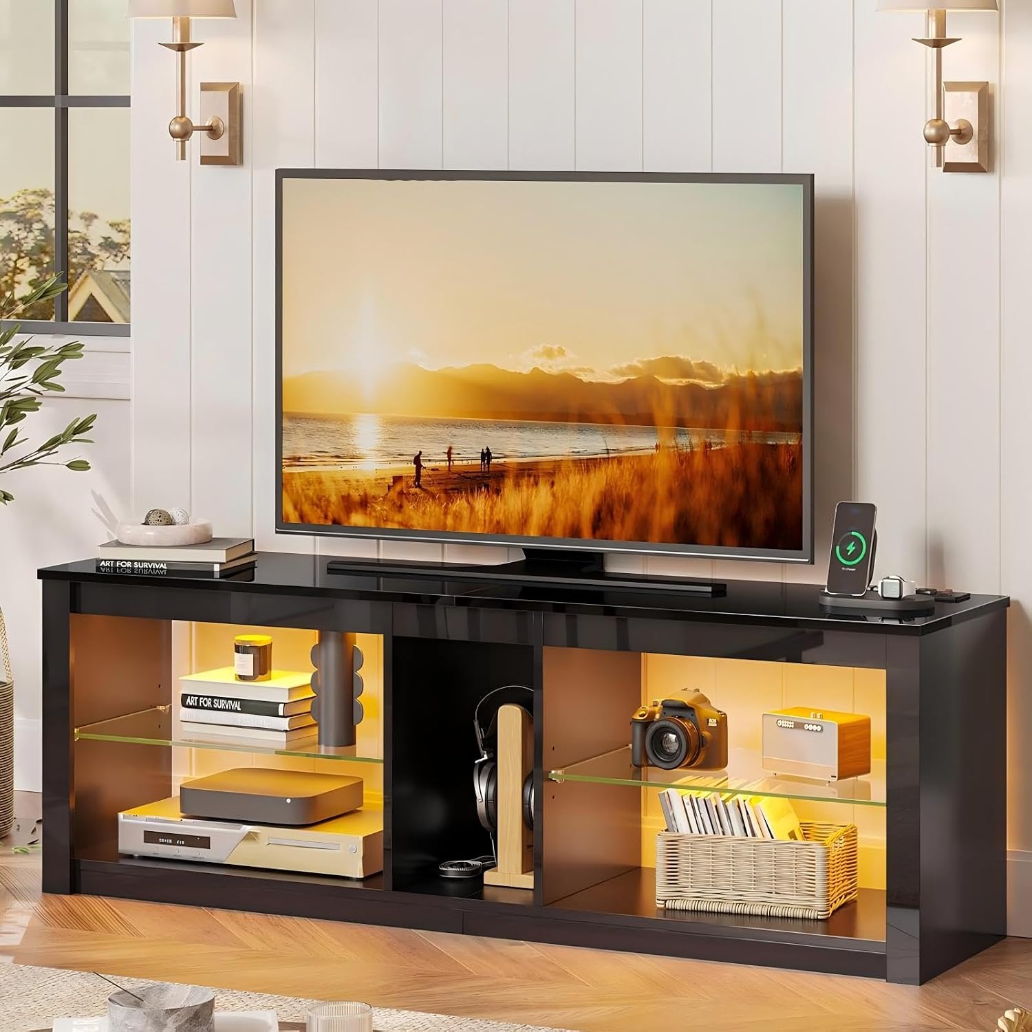 Led Tv Stand Fits 55 60 65 Inc - Gaming Console Entertainment Center ulasan dan harga