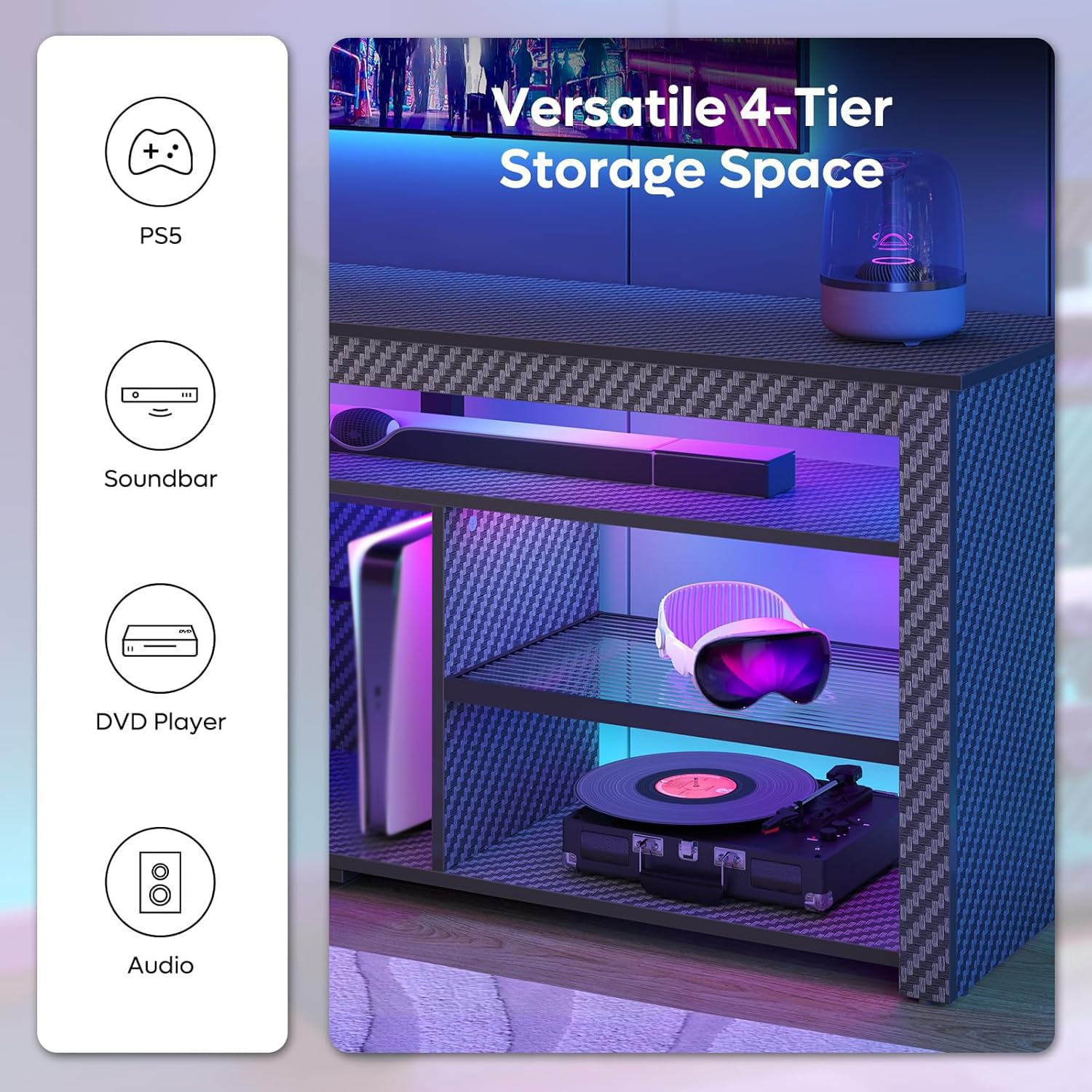 TV Stand for 70 inch TV, Tall  - Gaming Console Entertainment Center ulasan dan harga