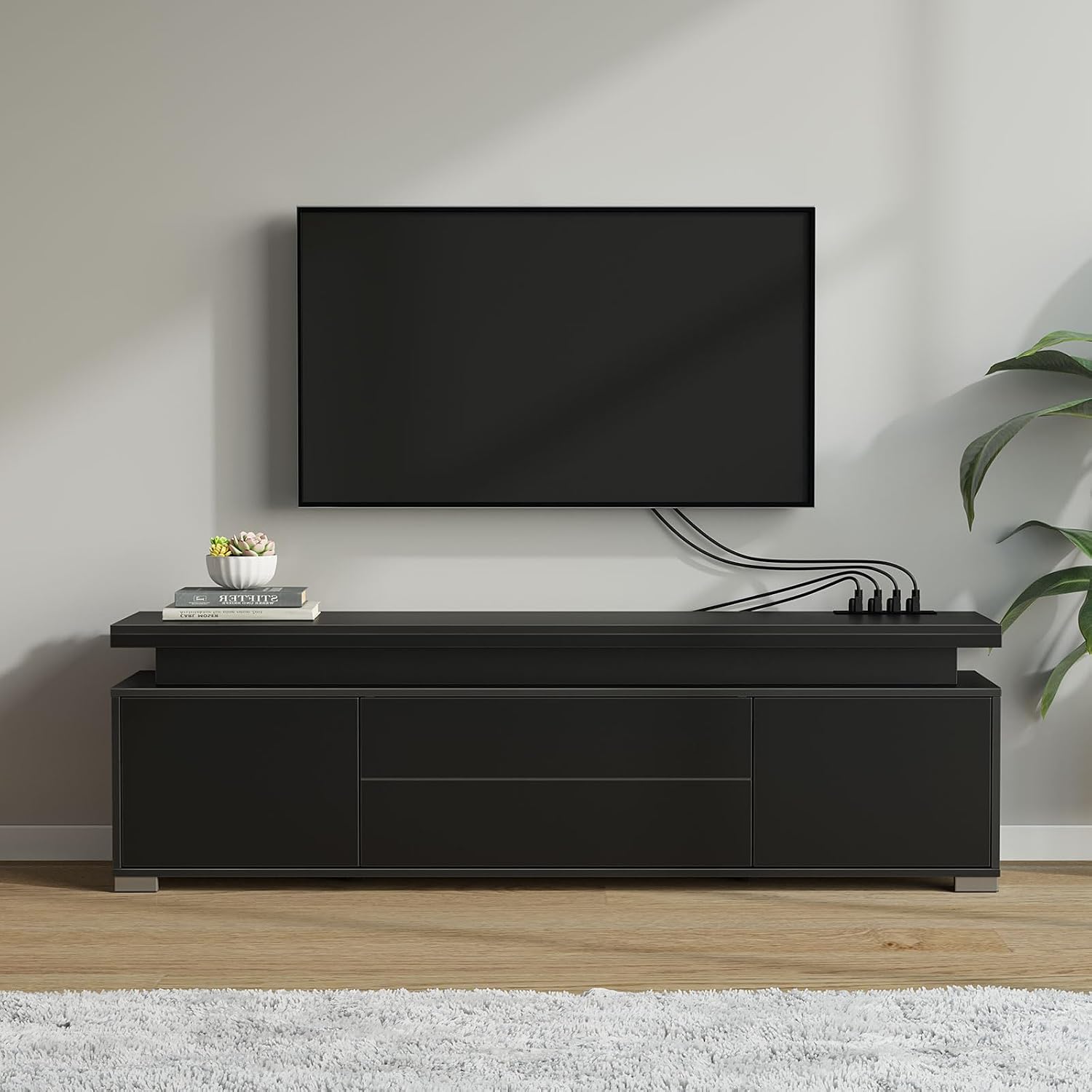 TV Stand with Power Outlet & L - Gaming Console Entertainment Center ulasan dan harga