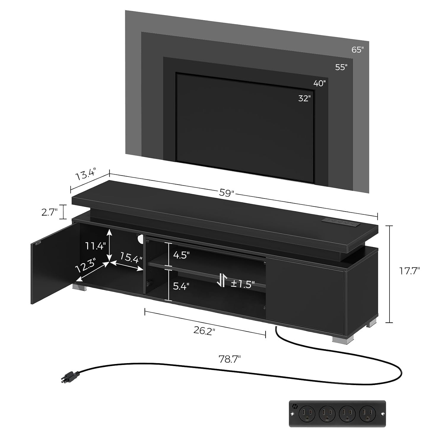 TV Stand with Power Outlet & L - Gaming Console Entertainment Center ulasan dan harga