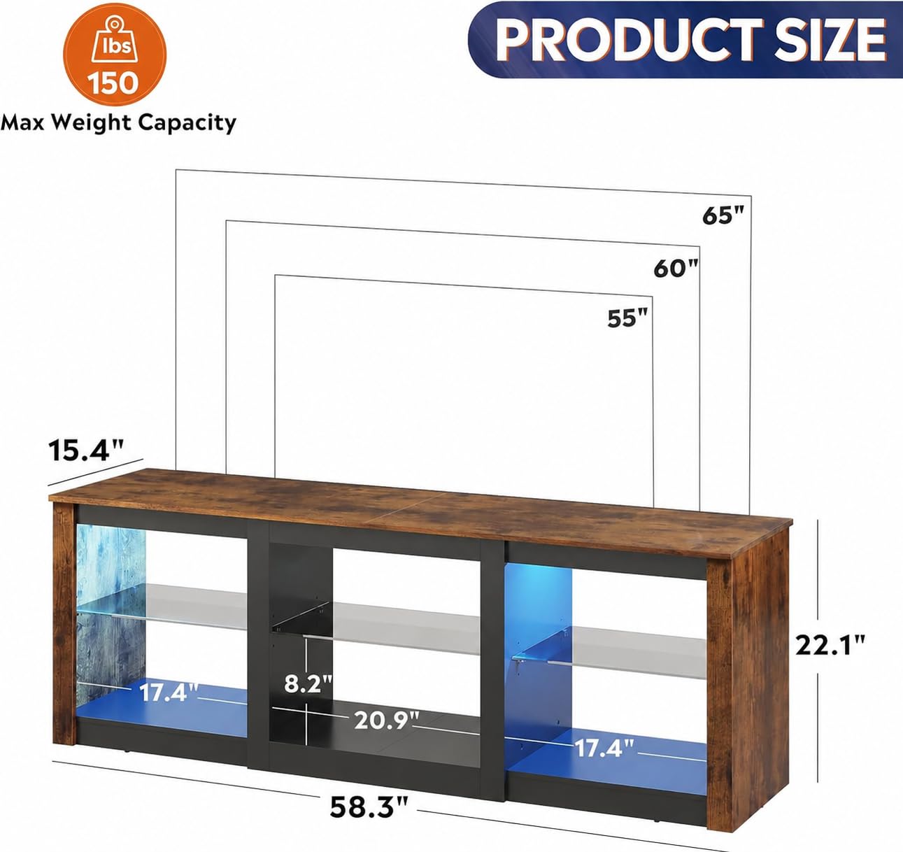 LED TV Stand Entertainment Cen - Gaming Console Entertainment Center ulasan dan harga